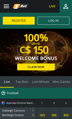 1Bet Mobile Website