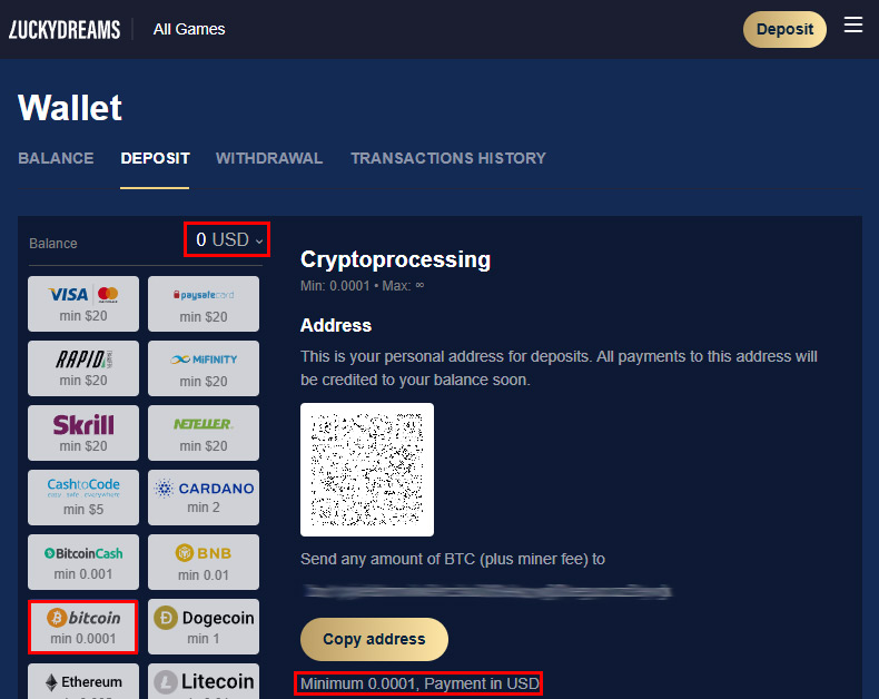 Lucky Dreams Deposit Buy Bitcoin