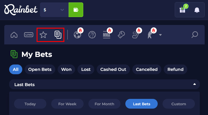 rainbet-favourites-my-bets
