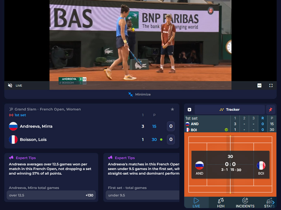 There are stats, a scoreboard, a match tracker and sometimes even a live stream to give you all the information you need.